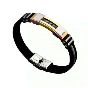 Mens Stainless Steel Two Tone Bracelet